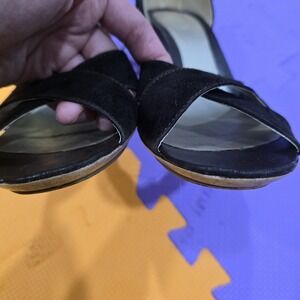 Mano Dark Brown Suede Sandals - EU 39 - Engraved Sole & Wood-Effect Heel